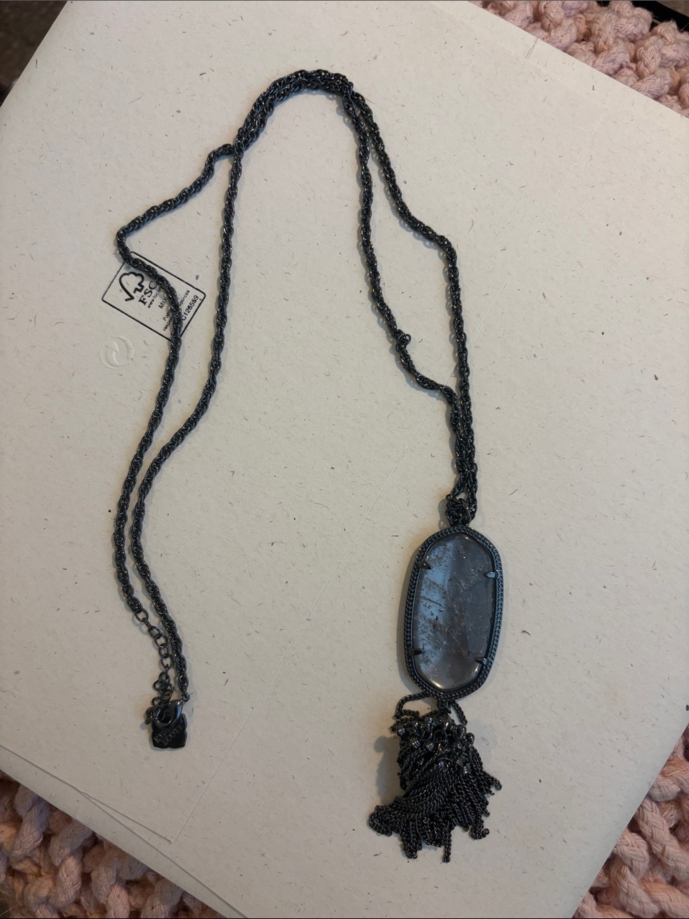 Kendra Scott Rayne Gunmetal Tassel Necklace